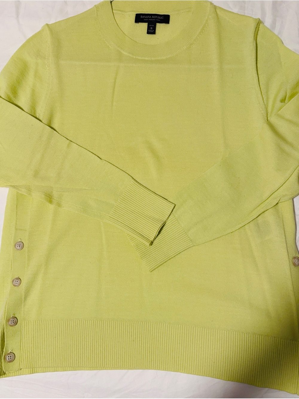 Banana Republic Lime Crewneck Sweater with Side Button Accent